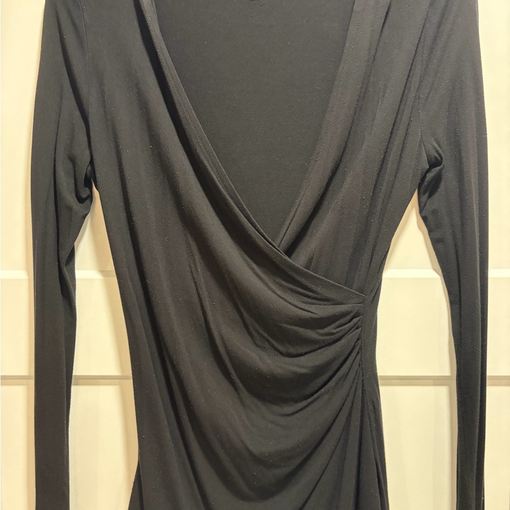 Long Tall Sally Black Drape Blouse